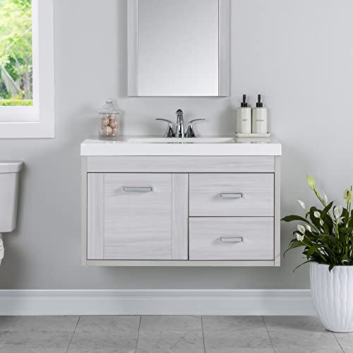 Spring Mill Cabinets Marlowe Bathroom Vanity with Sink, 36.5" W x 18.75" D x 22.5" H, Elm Sky