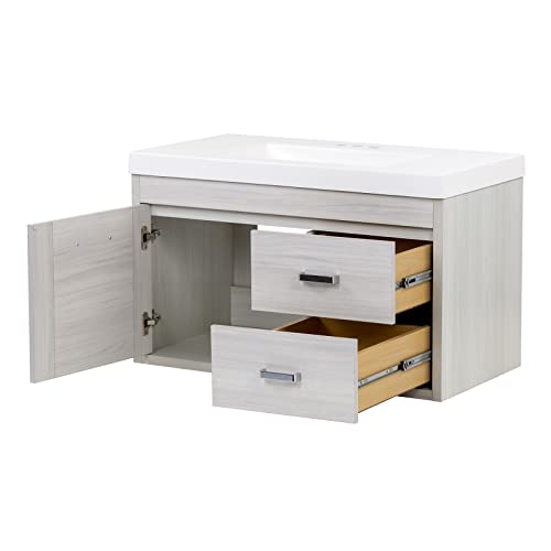 Spring Mill Cabinets Marlowe Bathroom Vanity with Sink, 36.5" W x 18.75" D x 22.5" H, Elm Sky