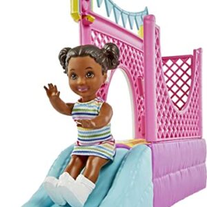 Barbie Skipper Babysitters Inc Playset with Skipper Doll, Toddler Small Doll, Working Bounce House, Swing & Accessories