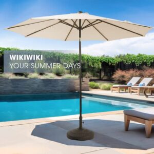 wikiwiki 7.5 FT Patio Umbrellas Outdoor Table Market Umbrella with Push Button Tilt/Crank,6 Sturdy Ribs, Fade Resistant Waterproof POLYESTER DTY Canopy for Garden, Lawn, Deck, Backyard & Pool