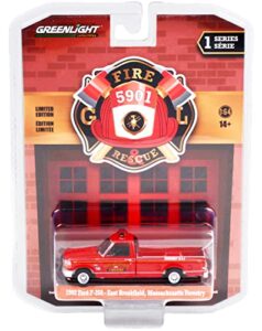 1992 pickup truck red east brookfield forestry (massachusetts) fire & rescue series 1 1/64 diecast model car by greenlight 67010 b