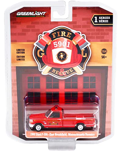 1992 Pickup Truck Red East Brookfield Forestry (Massachusetts) Fire & Rescue Series 1 1/64 Diecast Model Car by Greenlight 67010 B