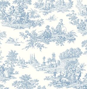 nextwall chateau toile peel and stick wallpaper (blue bell)
