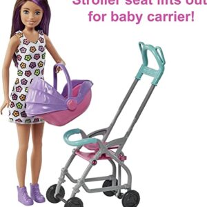 Barbie Skipper Babysitters Inc Playset with Doll, Stroller, Baby Doll & 5 Accessories, Remove Stroller Seat for Carrier