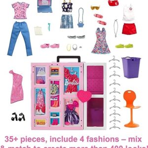 Barbie Dream Closet Playset, 35+ Clothes & Accessories Including 5 Complete Looks, Pop-Up Second Level, Mirror & Laundry Chute