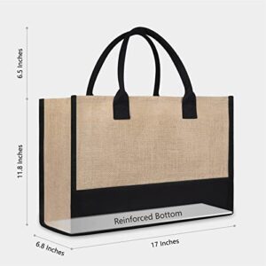 TOPDesign Initial Jute/Canvas Tote Bag, Personalized Present Bag, Suitable for Wedding, Birthday, Beach, Holiday, is a Great Gift for Women, Mom, Teachers, Friends, Bridesmaids (Letter A)