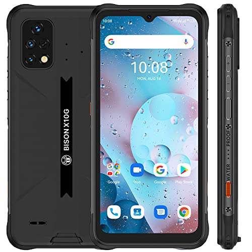 UMIDIGI Bison X10G Rugged Smartphone, NO NFC, T-Mobile, 4+32G, Rugged Cell Phone Unlocked, IP68/IP69K Waterproof, Android 11, 6.53" FHD Screen, 6150mAh Battery, 4G Dual SIM