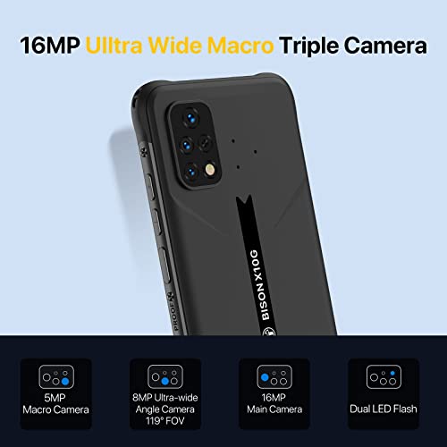 UMIDIGI Bison X10G Rugged Smartphone, NO NFC, T-Mobile, 4+32G, Rugged Cell Phone Unlocked, IP68/IP69K Waterproof, Android 11, 6.53" FHD Screen, 6150mAh Battery, 4G Dual SIM