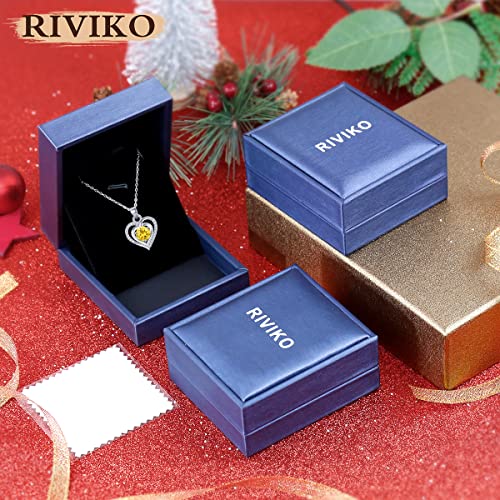 RIVIKO Heart Birthstone Pendant Necklace for Women 925 Sterling Silver Zirconia November Necklaces Christmas Valentine's Day Mothers Day Jewelry Gifts For Girls Mother Wife