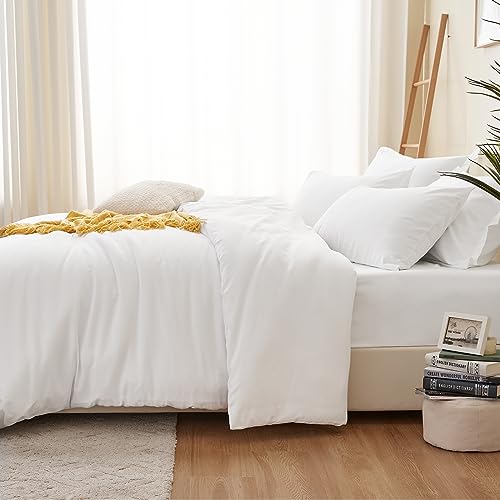 RUIKASI White Duvet Cover King Size - Soft Brushed Microfiber King Duvet Cover with Zipper Closure, 3-Pieces Bedding Duvet Cover Sets 104x90 Inches with 2 Pillow Shams for King Size Bed