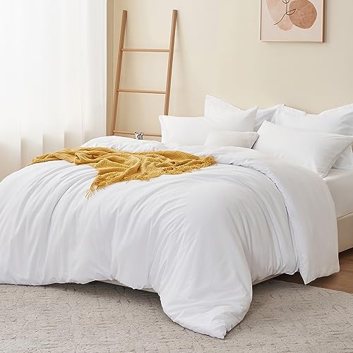 RUIKASI White Duvet Cover King Size - Soft Brushed Microfiber King Duvet Cover with Zipper Closure, 3-Pieces Bedding Duvet Cover Sets 104x90 Inches with 2 Pillow Shams for King Size Bed