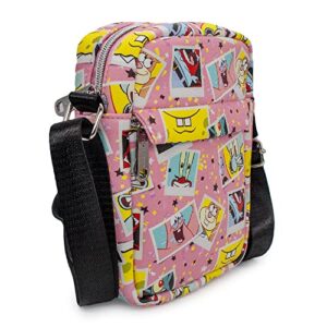 Buckle Down Nickelodeon Bag, Cross Body, Spongebog Friends Snapshot Collage, Pink, Vegan Leather, Spongebob Squarepants