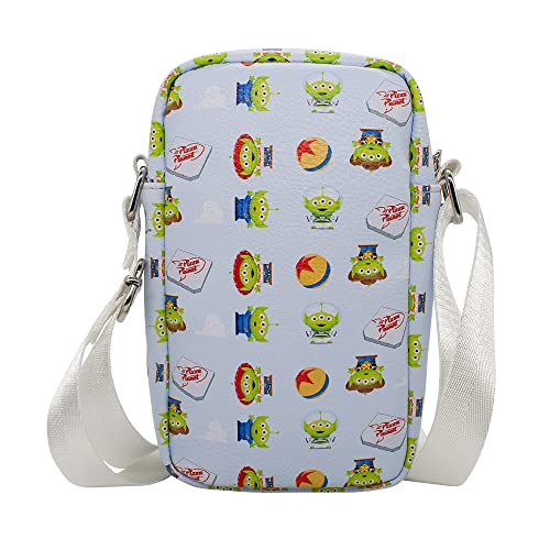 Buckle Down Disney Bag, Cross Body, Toy Story Alien Remix Pizza Planet Luxo Ball Collage, Vegan Leather, Pixar Studios Collection, 8.0" x 5.5"