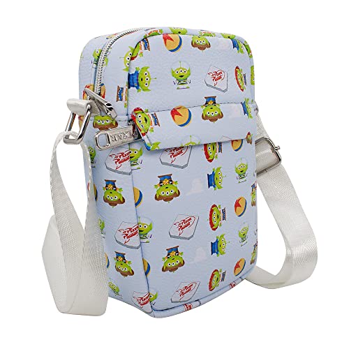 Buckle Down Disney Bag, Cross Body, Toy Story Alien Remix Pizza Planet Luxo Ball Collage, Vegan Leather, Pixar Studios Collection, 8.0" x 5.5"