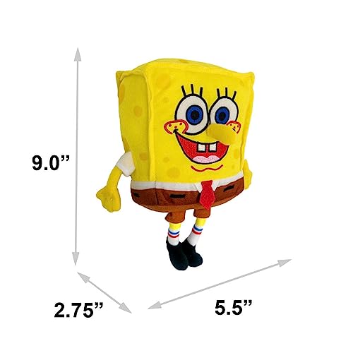 Buckle-Down Dog Toy, Nickelodeon, Plush Squeaker Spongebob Squarepants Full Body with Arms and Legs,DTPT-SQAF