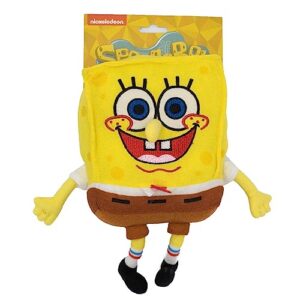 Buckle-Down Dog Toy, Nickelodeon, Plush Squeaker Spongebob Squarepants Full Body with Arms and Legs,DTPT-SQAF