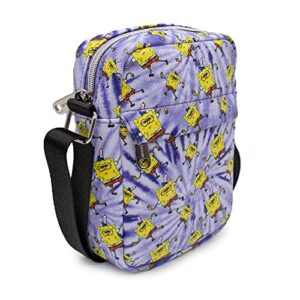 Buckle Down Nickelodeon Bag, Cross Body, Spongebob Squarepants, Dancing, Tie Dye Purple, Vegan Leather