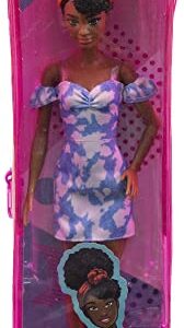 Barbie Fashionistas Doll #185 with Black Up-Do Hair, Bleached Denim Dress, Boots & Headband Accessory