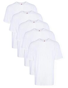 hanes men's tagless comfortsoft crew undershirt, white, large/tall (pack of 5)