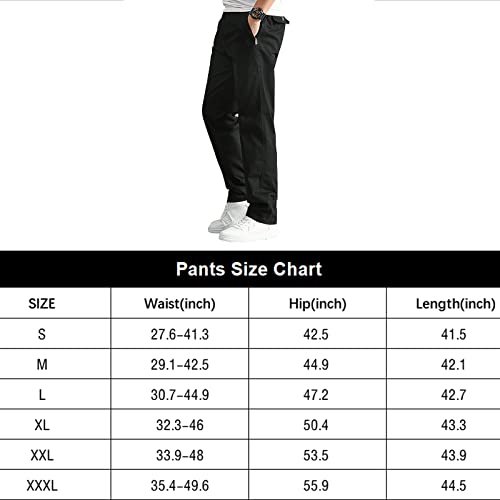 WZIKAI Mens Cargo Pants,Elastic Waist Sweatpants for Men Casual Long Trousers Light Jogger Pants Black XL
