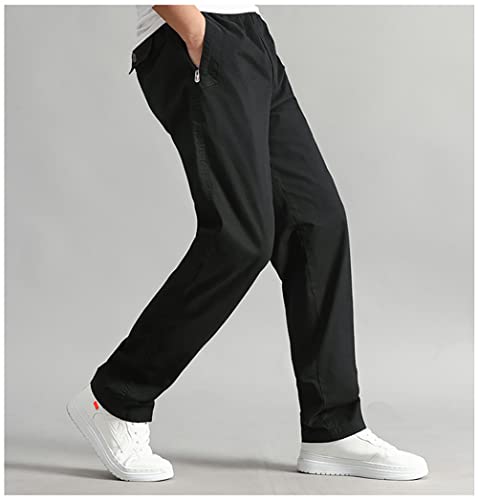 WZIKAI Mens Cargo Pants,Elastic Waist Sweatpants for Men Casual Long Trousers Light Jogger Pants Black XL