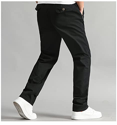 WZIKAI Mens Cargo Pants,Elastic Waist Sweatpants for Men Casual Long Trousers Light Jogger Pants Black XL