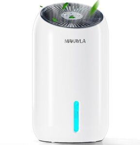 dehumidifier, makayla dehumidifiers for room 56oz(1650ml), 2 working modes/auto shut-off, dual-semiconductor quiet small dehumidifiers for home(550sq ft),bedroom,basement,bathroom,kitchen,rv