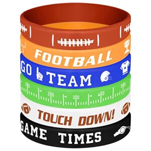 miahart 16 pieces football theme bracelets silicone wristband for sport theme birthday party favors, 6 styles