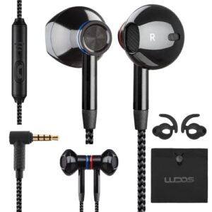 ludos nova wired earbuds in-ear headphones, earphones with microphone, 5 year warranty, 3.5mm earphones plug in ear buds, videoconference, calls compatible with iphone, android, laptop, chromebook
