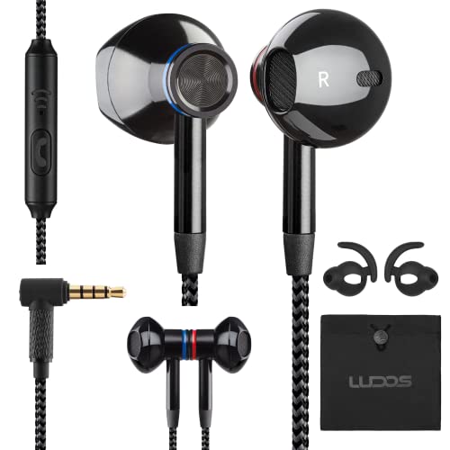 LUDOS NOVA Wired Earbuds in-Ear Headphones, Earphones with Microphone, 5 Year Warranty, 3.5mm Earphones Plug in Ear Buds, Videoconference, Calls Compatible with iPhone, Android, Laptop, Chromebook