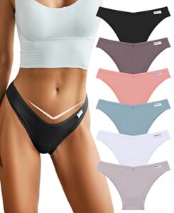 finetoo 6 pack womens cotton underwear sexy v-waist bikini panties ladies brazilian hipster cheeky s-xl