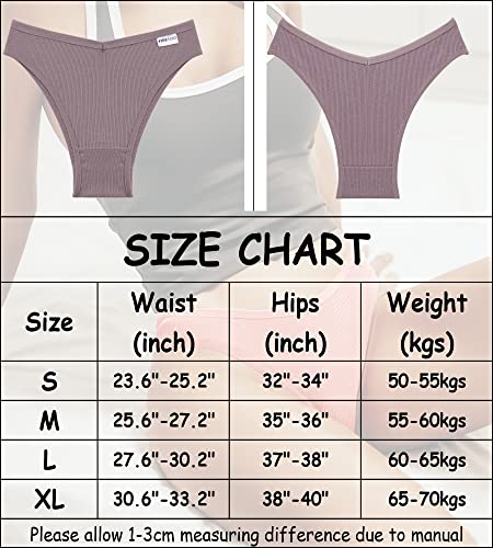 FINETOO 6 Pack Womens Cotton Underwear Sexy V-Waist Bikini Panties Ladies Brazilian Hipster Cheeky S-XL