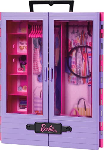 Barbie Fashionistas Doll & Playset, Ultimate Closet with Barbie Clothes (3 Outfits) & Fashion Accessories Including 6 Hangers