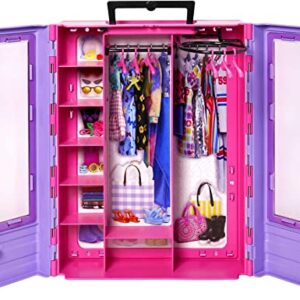 Barbie Fashionistas Doll & Playset, Ultimate Closet with Barbie Clothes (3 Outfits) & Fashion Accessories Including 6 Hangers