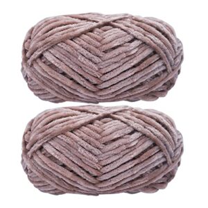 2 roll yarn for knitting crochet velvet yarn knitting yarn fabric cloth t-shirt for diy craft handmade velvet coarse wool thread hook shoe thread stick needle scarf thread - iris grey 175 yards