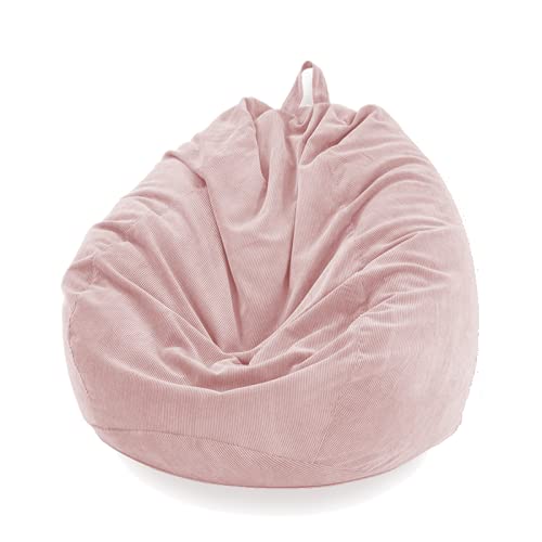 HIHTGS Adult Toy Corduroy Storage Soy Bag Bean Bag, Bean Bag Chair Lazy Sofa Beanbag Cover Bean Bag Sofa Chairs Cover Bean Bag Chair Cover(No Filler) (Pink, 27.56inch X 31.50inch)