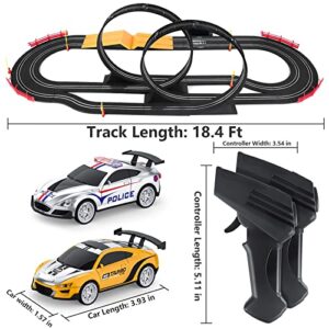 Electric High-Speed Slot Car Race Car Track Sets with 2 1:43 Scale Slot Cars and 2 Hand Controllers with Headlights and Dual Racing, Toys Gifts for 8 9 10 11 12 Boys Girls