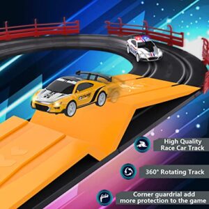 Electric High-Speed Slot Car Race Car Track Sets with 2 1:43 Scale Slot Cars and 2 Hand Controllers with Headlights and Dual Racing, Toys Gifts for 8 9 10 11 12 Boys Girls