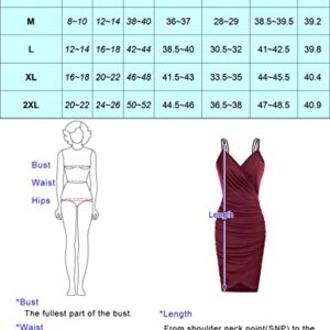 GRACE KARIN Spaghetti Straps Bodycon Pencil Dress V-Neck Wedding Guest Dress Wine Red XL