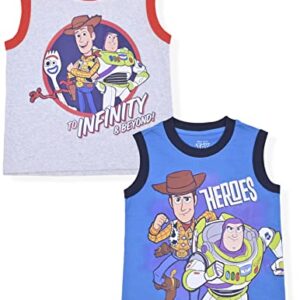 Disney Toy Story Woody & Buzz Lightyear Boys’ 2 Pack Tank Top for Toddler and Little Kids - Blue/Grey