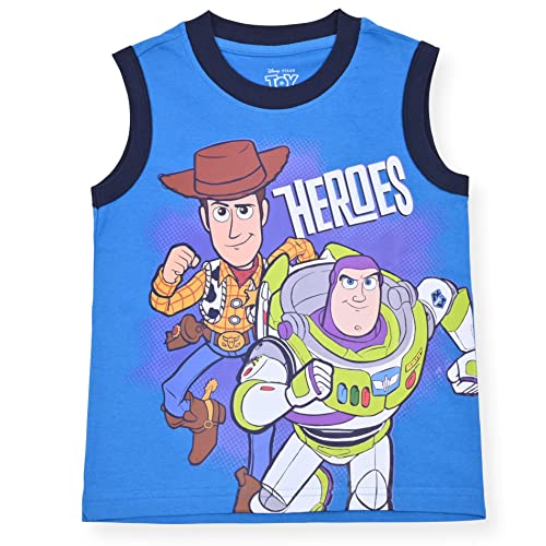 Disney Toy Story Woody & Buzz Lightyear Boys’ 2 Pack Tank Top for Toddler and Little Kids - Blue/Grey