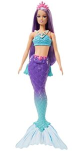 barbie dreamtopia mermaid doll with purple hair, blue & purple ombre tail & tiara accessory