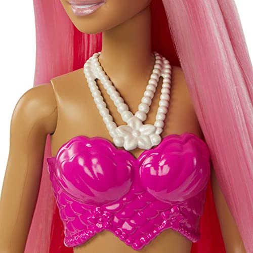 Barbie Dreamtopia Mermaid Doll, Pink Hair, Pink & Yellow Ombre Tail & Tiara Accessory