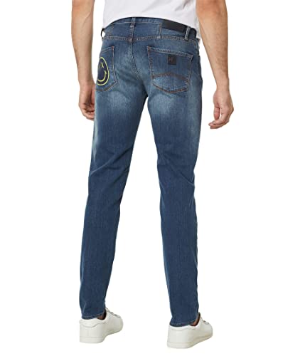 A|X ARMANI EXCHANGE Men's AX x Smiley Back Pocket Skinny Jeans, Indigo Denim, 30