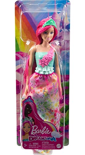 Barbie Dreamtopia Royal Doll with Dark-Pink Hair & Sparkly Bodice Wearing Removable Skirt, Shoes & Headband