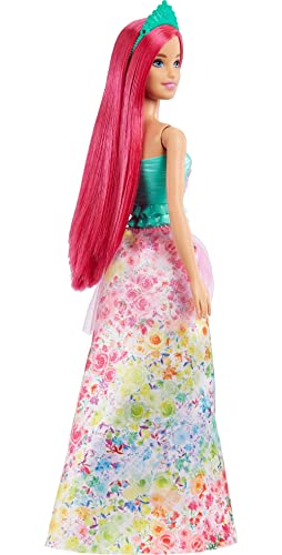 Barbie Dreamtopia Royal Doll with Dark-Pink Hair & Sparkly Bodice Wearing Removable Skirt, Shoes & Headband