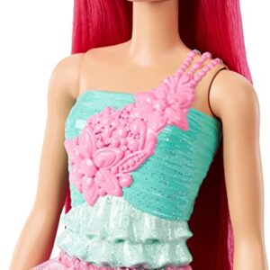 Barbie Dreamtopia Royal Doll with Dark-Pink Hair & Sparkly Bodice Wearing Removable Skirt, Shoes & Headband