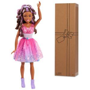 barbie 28-inch best fashion friend star power doll and accessories, brown hair, kids toys for ages 3 up, gifts and presents by just play