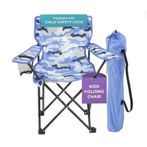 emily rose kids toddler beach chair | outdoor folding chair for boys and girls with child safety lock, cup holder and carry case | sturdy, portable, and fun seating for beach, camping, and picnics