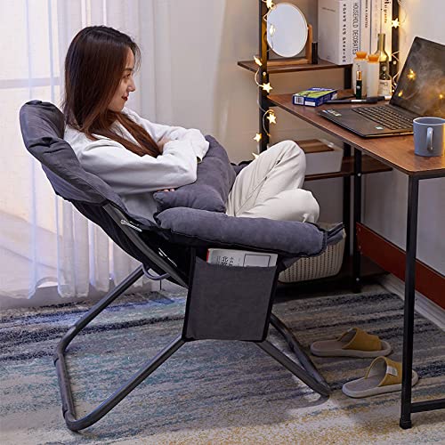 Faytn Living Room Lazy Chair with Ottoman, Foldable Lounge Reclining Armchair Comfy Chair with Side Pocket Footrest for Bedroom/Office/Hosting, Grey